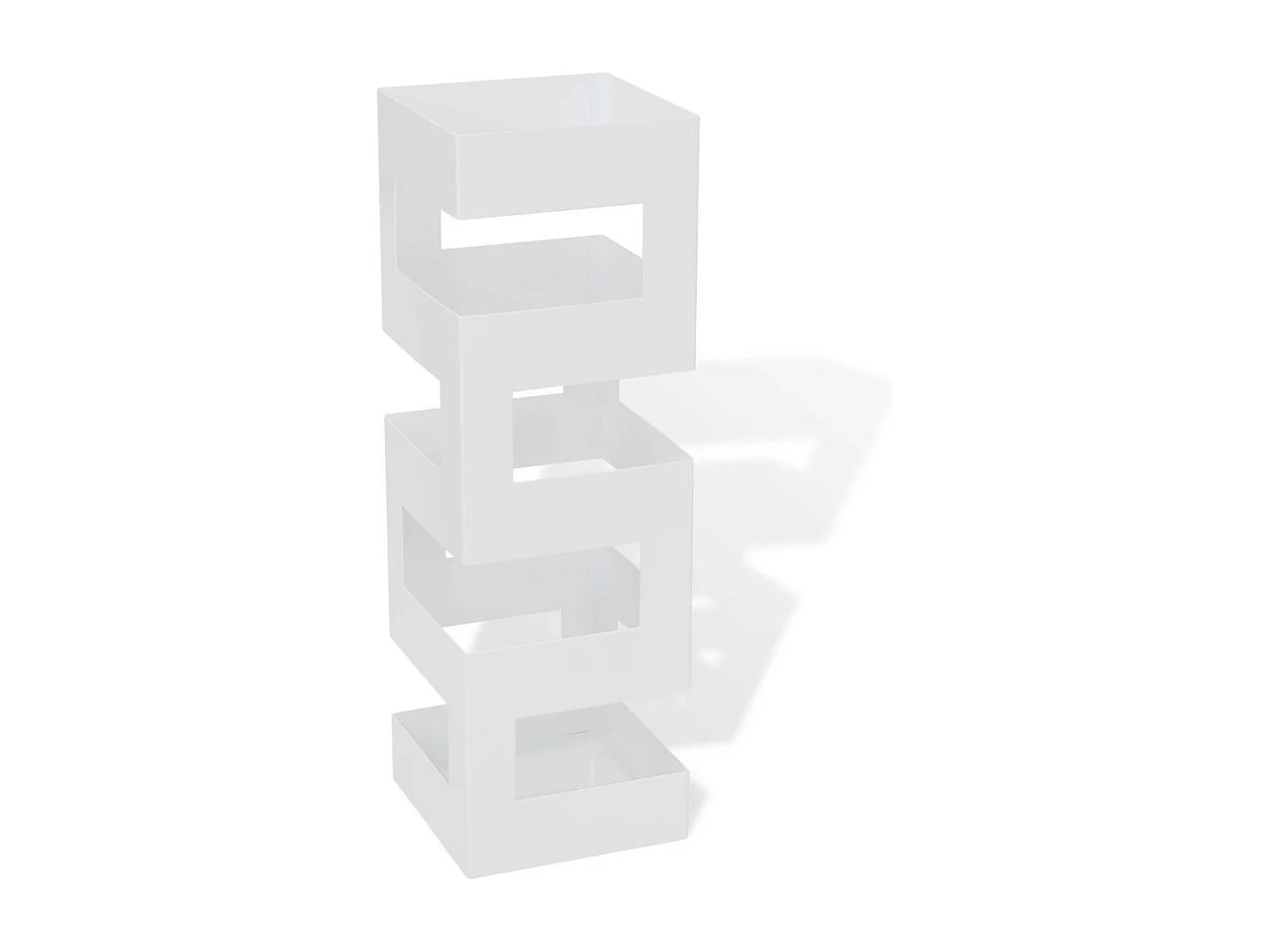 Blanc Carré Porte-parapluie Stockage pour cannes bâtons Acier 48,5cm