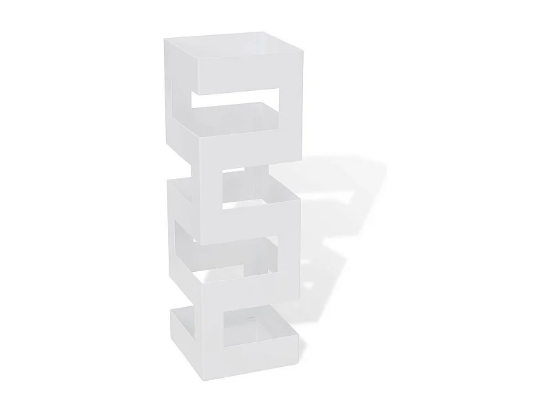 Blanc Carré Porte-parapluie Stockage pour cannes bâtons Acier 48,5cm