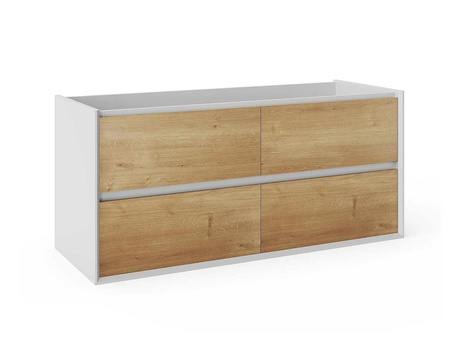 Meuble de salle de bain suspendu avec vasque à encastrer - Coloris naturel clair et blanc - 120 cm - LANNICK