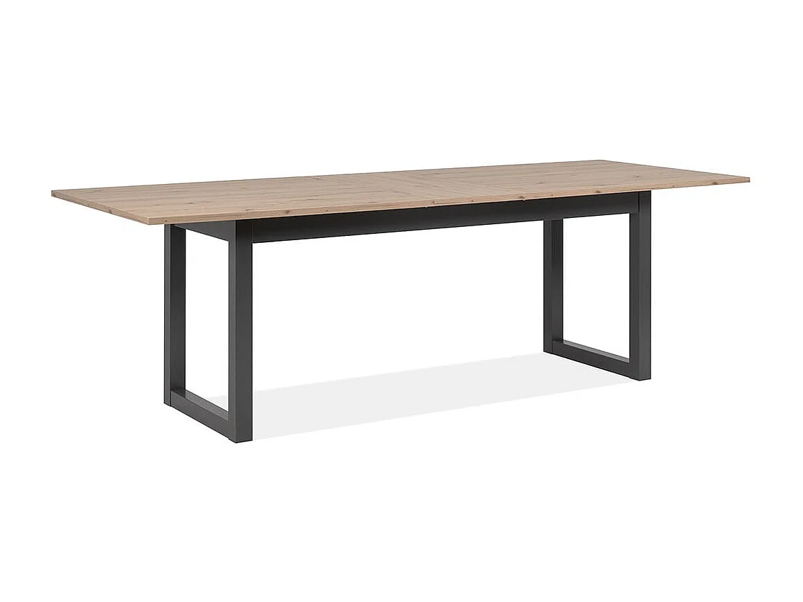 Tavolo da pranzo allungabile in rovere artigianale e antracite L200-240 cm - DENVER