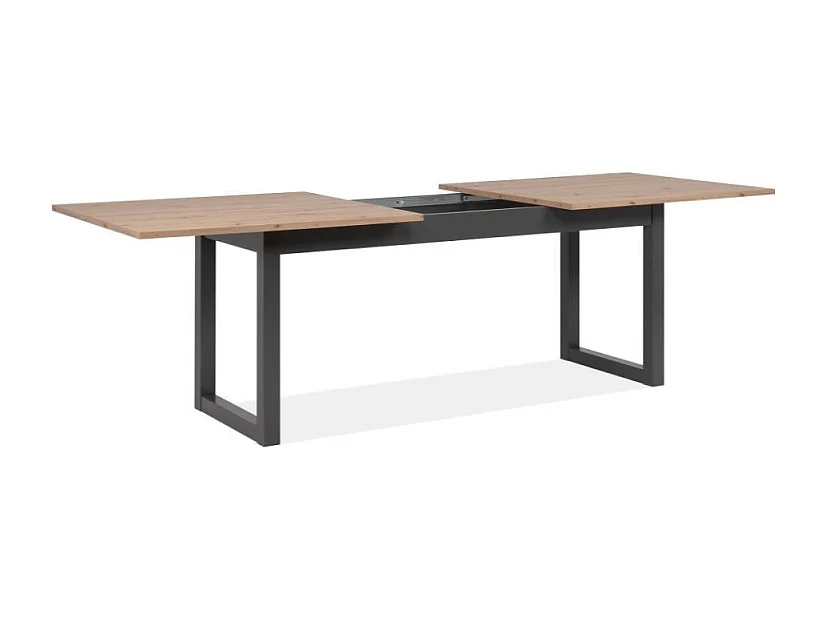 Tavolo da pranzo allungabile in rovere artigianale e antracite L200-240 cm - DENVER
