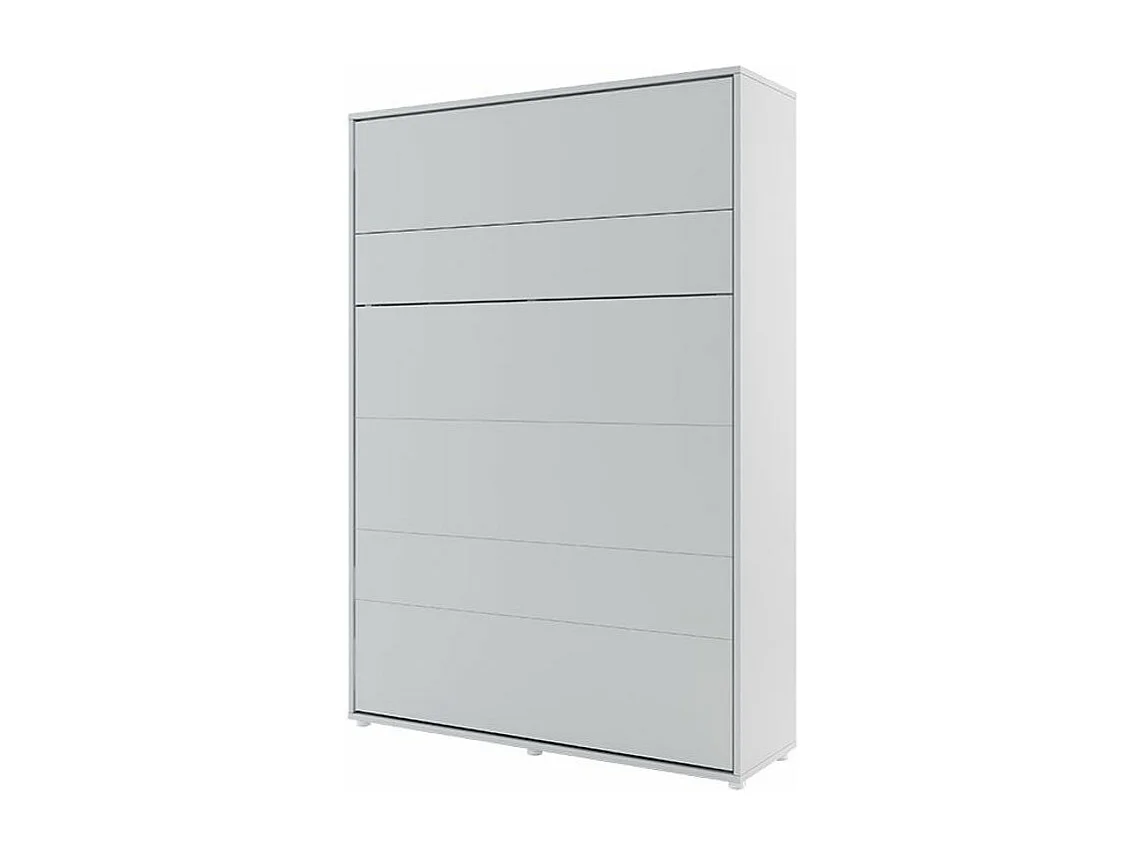 Lit escamotable vertical avec étagères gris mat Noby 160x200-Avec matelas-Avec Led et 2 veilleuses