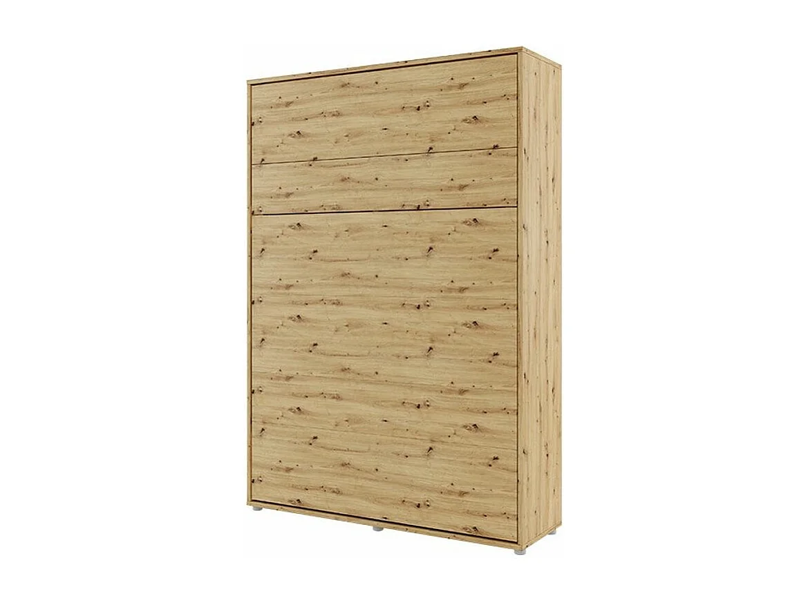 Lit escamotable vertical avec étagères chêne artisan Noby 160x200-Avec matelas-Avec Led et 2 veilleuses