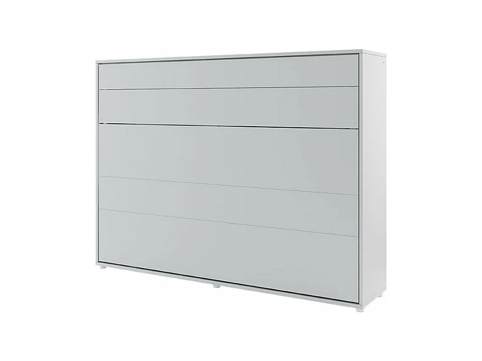 Lit escamotable horizontal avec étagères gris mat Noby 140x200-Avec matelas