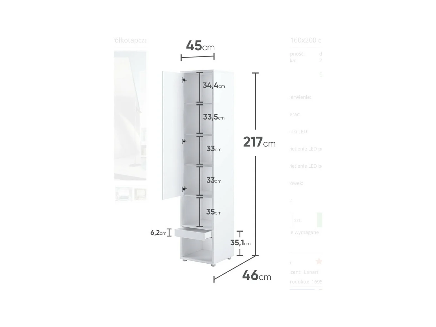 Lit escamotable vertical gris mat avec 2 armoires de rangement Noby-160x200