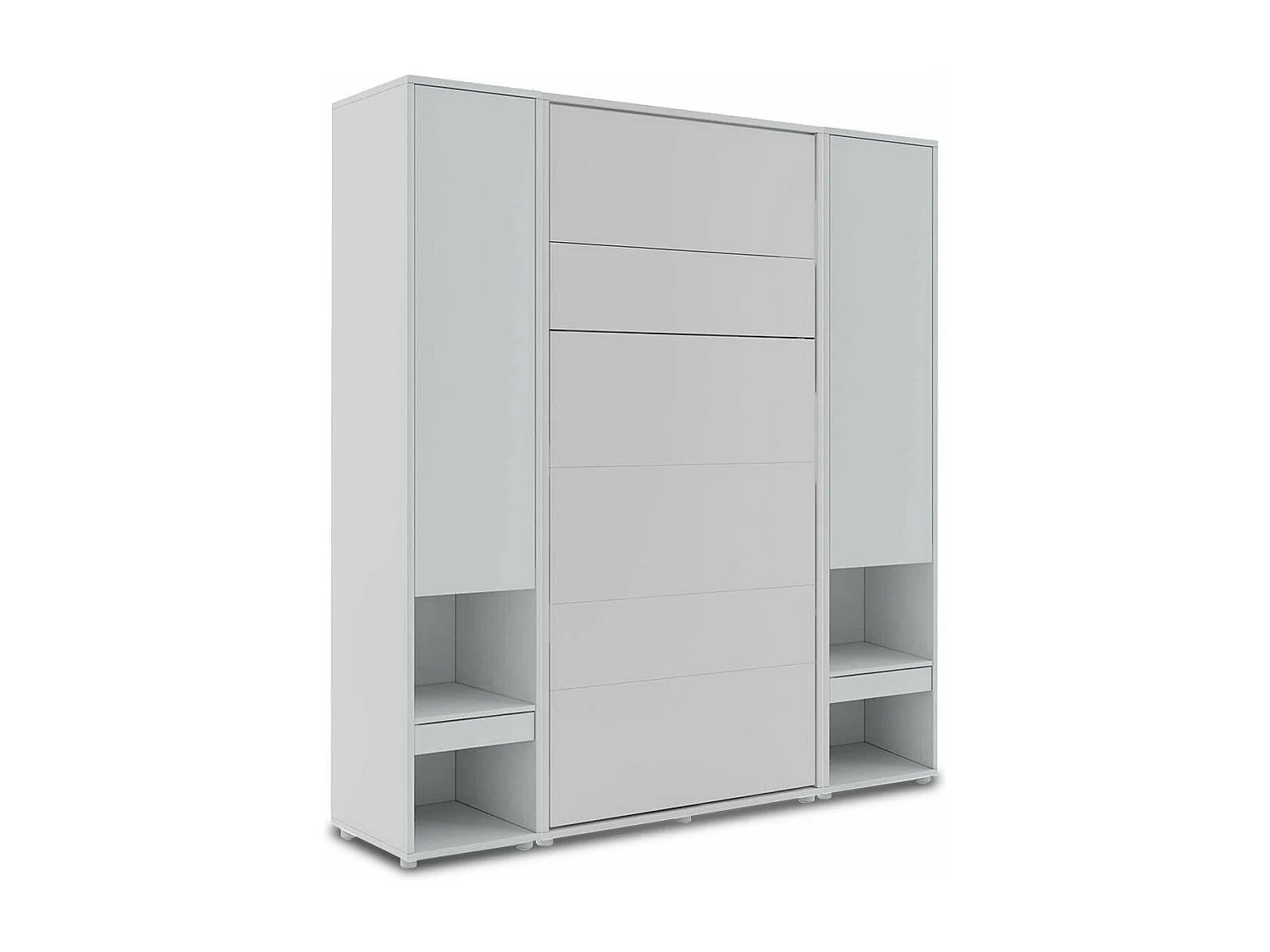 Lit escamotable vertical gris mat avec 2 armoires de rangement Noby-160x200