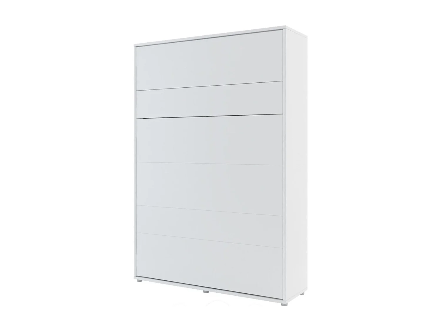 Lit escamotable vertical avec étagères blanc mat Noby 140x200-Avec matelas-Avec Led et 2 veilleuses