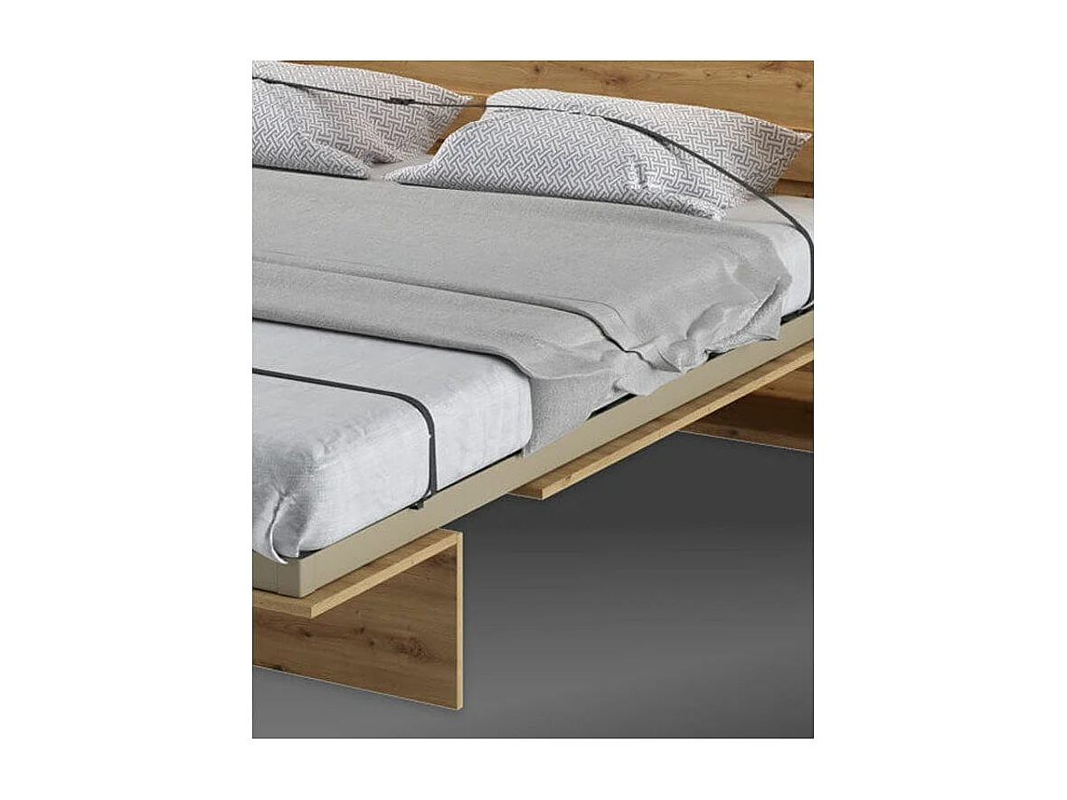 Lit escamotable vertical avec étagères blanc mat Noby 120x200-Avec Led sans veilleuses