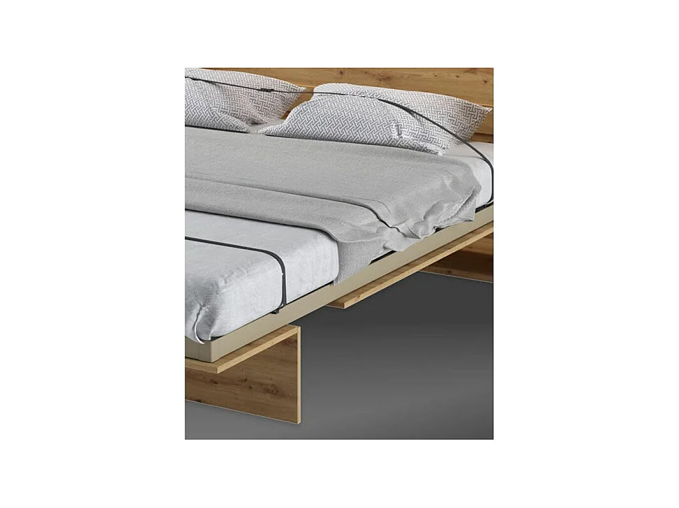 Lit escamotable horizontal avec étagères gris mat Noby 140x200-Avec matelas