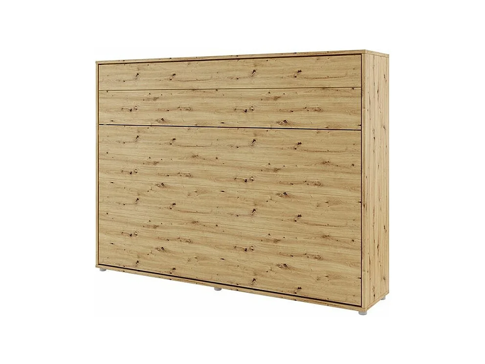 Lit escamotable horizontal avec étagères chêne artisan Noby 120x200-Avec matelas