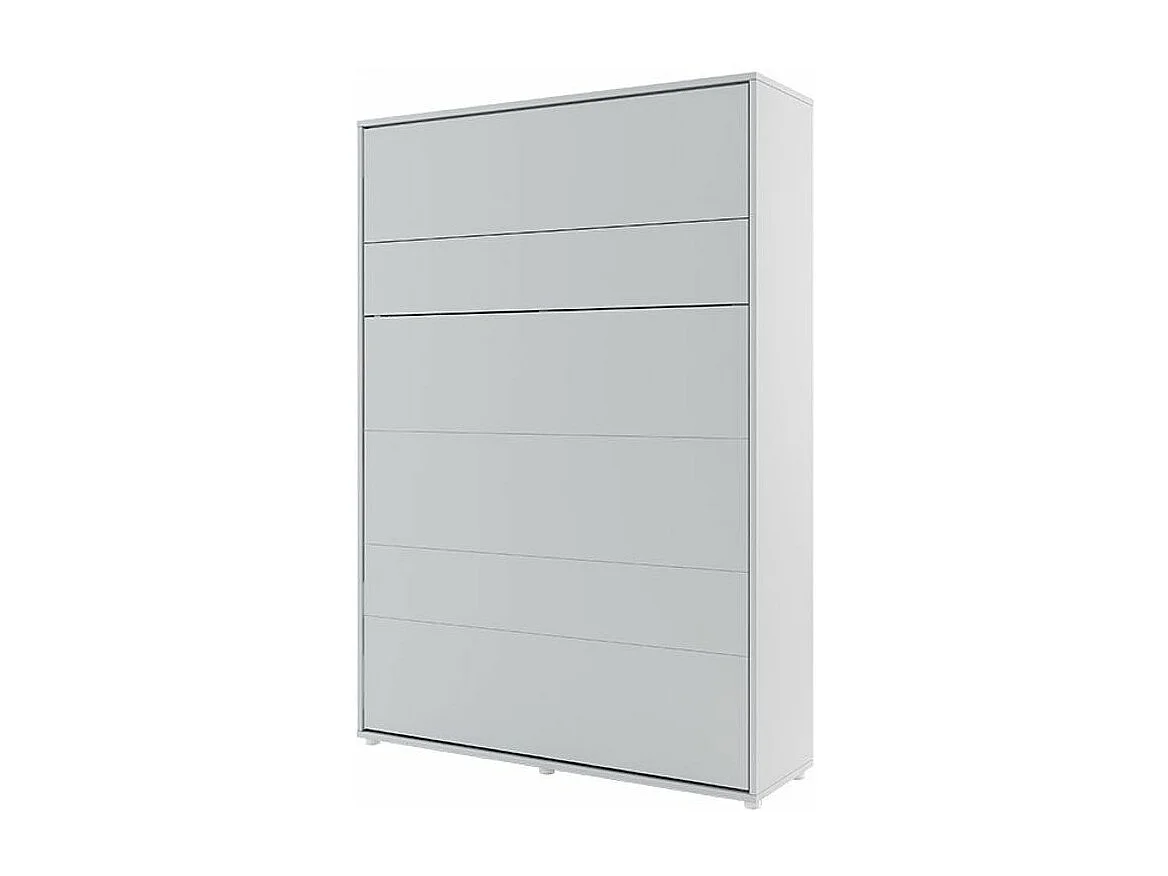 Lit escamotable vertical avec étagères bois gris mat Noby 140x200-Avec matelas-Avec Led et 2 veilleuses