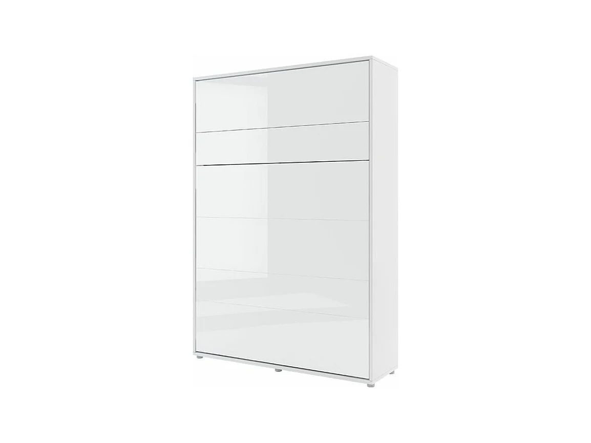 Lit escamotable vertical avec étagères blanc brillant Noby 140x200-Avec matelas