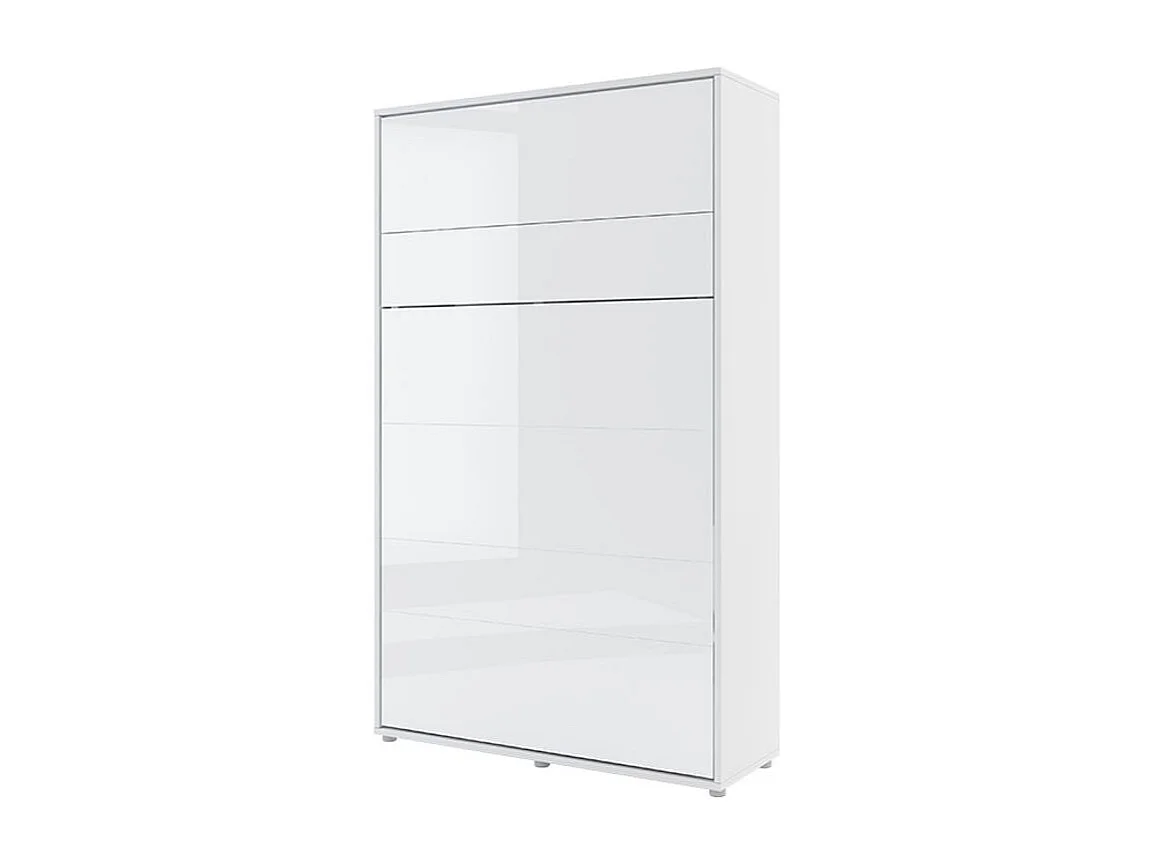 Lit escamotable vertical avec étagères blanc brillant Noby 90x200-Avec Led et 2 veilleuses