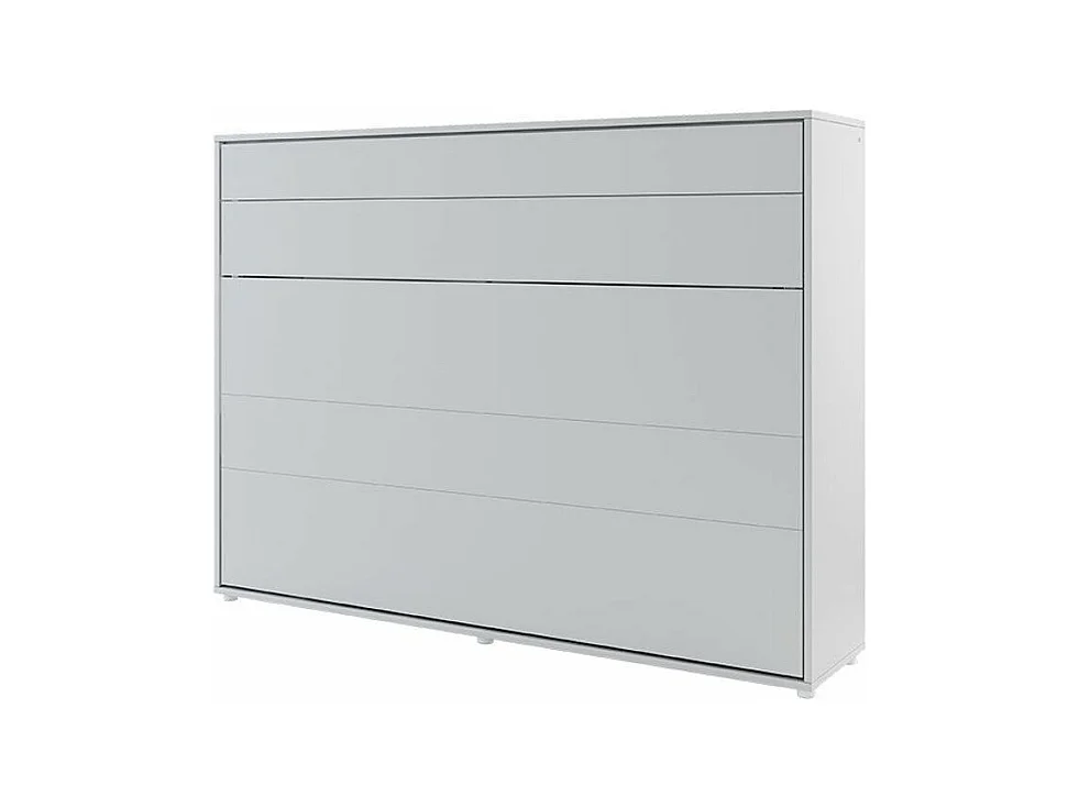 Lit escamotable horizontal avec étagères gris mat Noby 140x200-Avec Led sans veilleuses