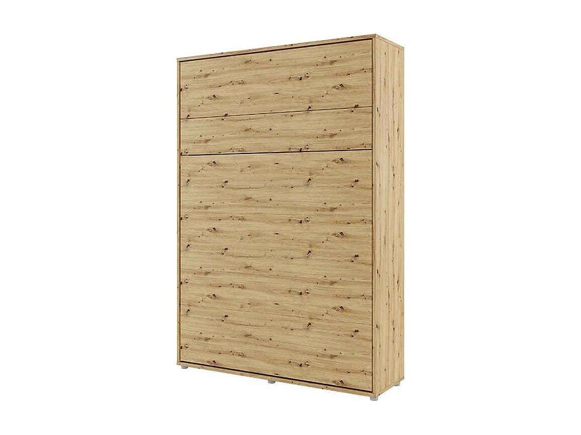 Lit escamotable vertical avec étagères chêne artisan Noby 180x200-Avec matelas-Avec Led sans veilleuses