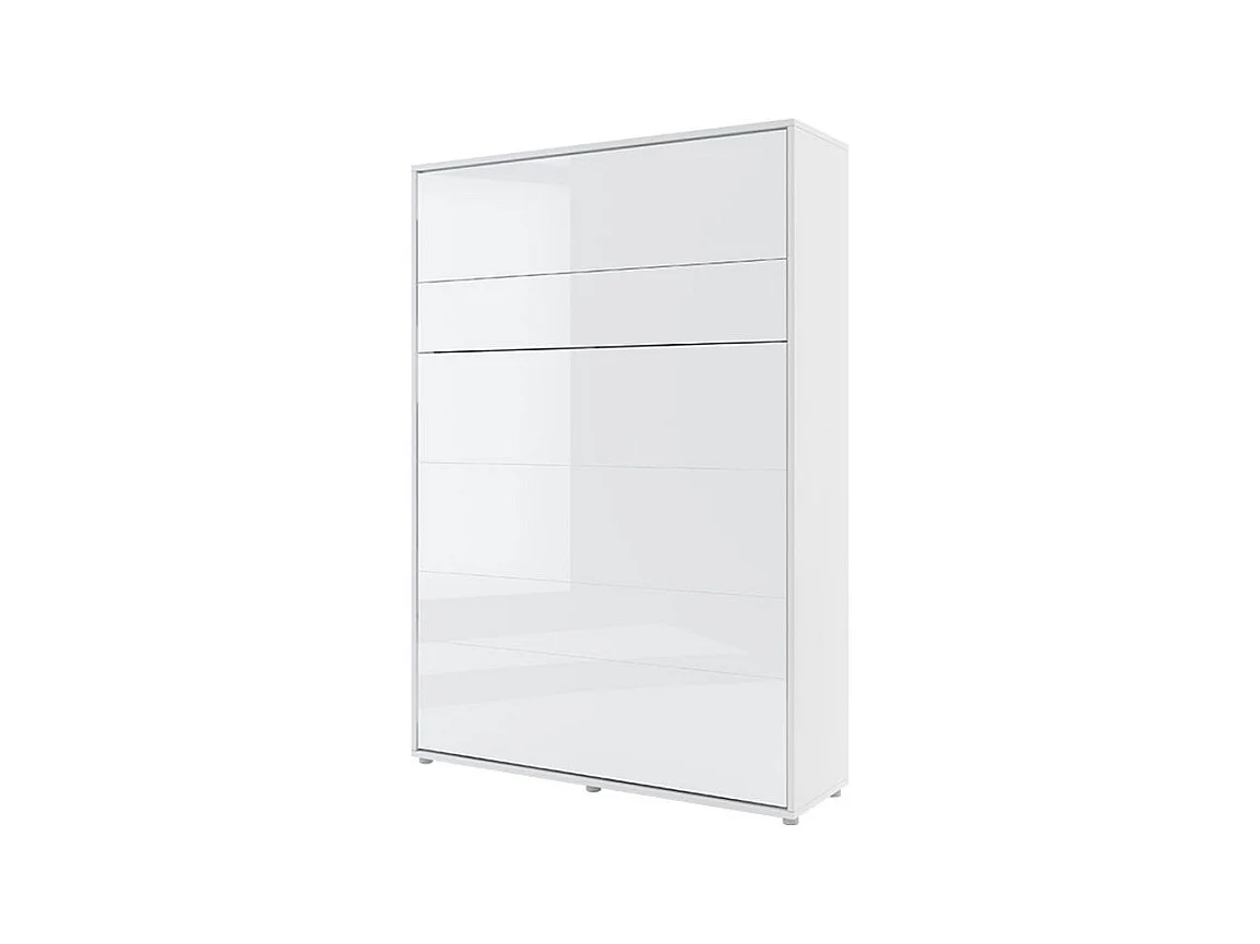 Lit escamotable vertical avec étagères blanc brillant Noby 140x200-