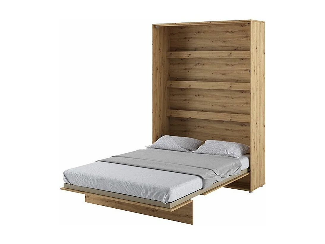 Lit escamotable vertical avec étagères chêne artisan Noby 140x200-Avec matelas