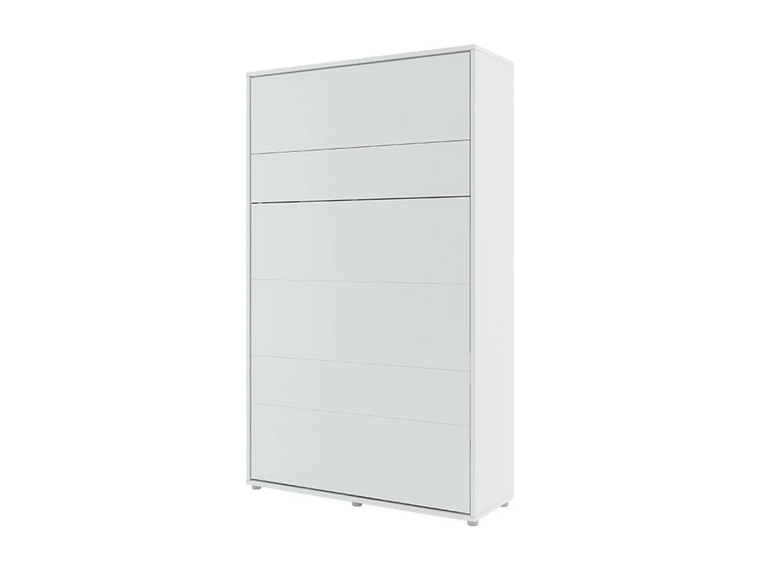 Lit escamotable vertical avec étagères blanc mat Noby 90x200-Avec matelas-Avec Led sans veilleuses