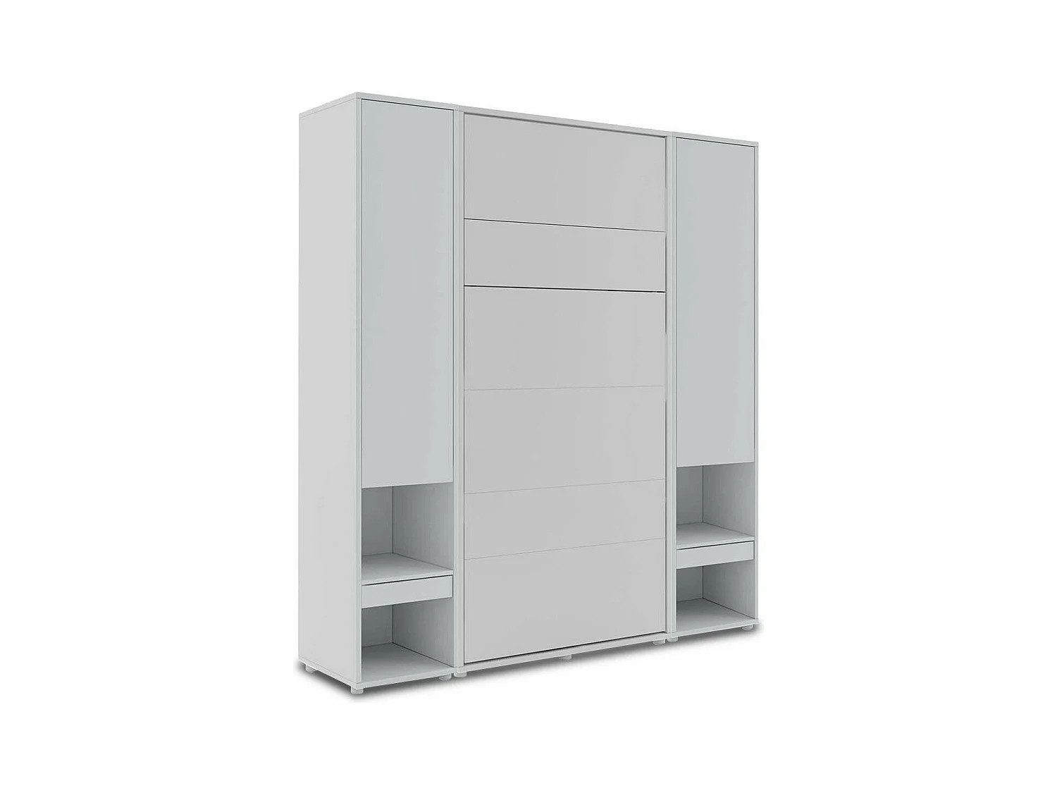 Lit escamotable vertical gris mat avec 2 armoires de rangement Noby-Avec Led-160x200