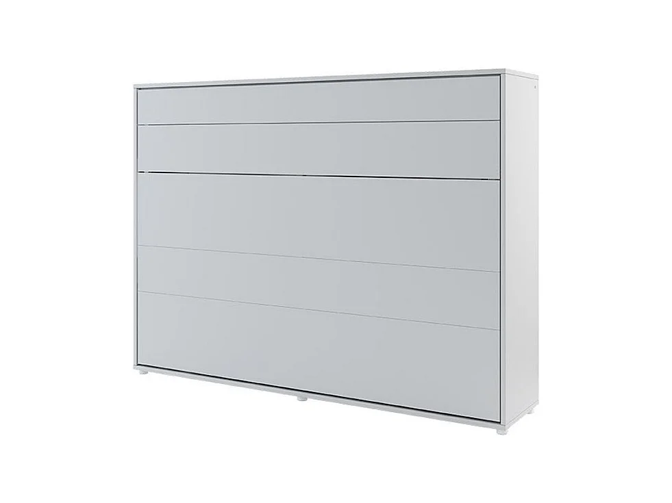 Lit escamotable horizontal avec étagères gris mat Noby 140x200-