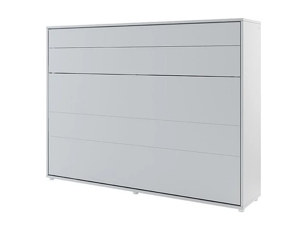 Lit escamotable horizontal avec étagères gris mat Noby 140x200-