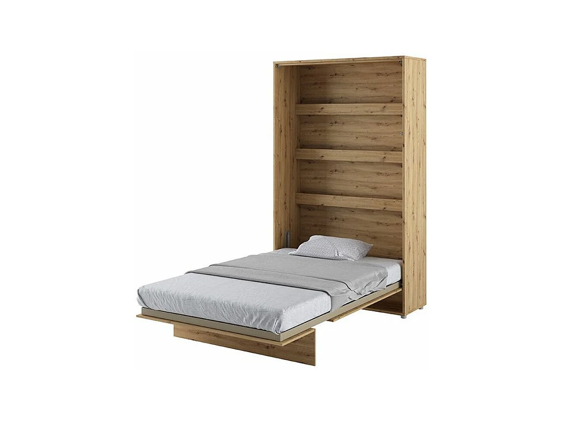 Lit escamotable vertical avec étagères chêne artisan Noby 90x200-Avec Led et 2 veilleuses