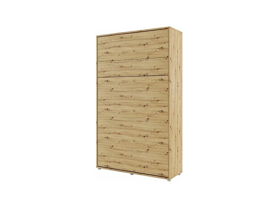Lit escamotable vertical avec étagères chêne artisan Noby 90x200-Avec Led et 2 veilleuses