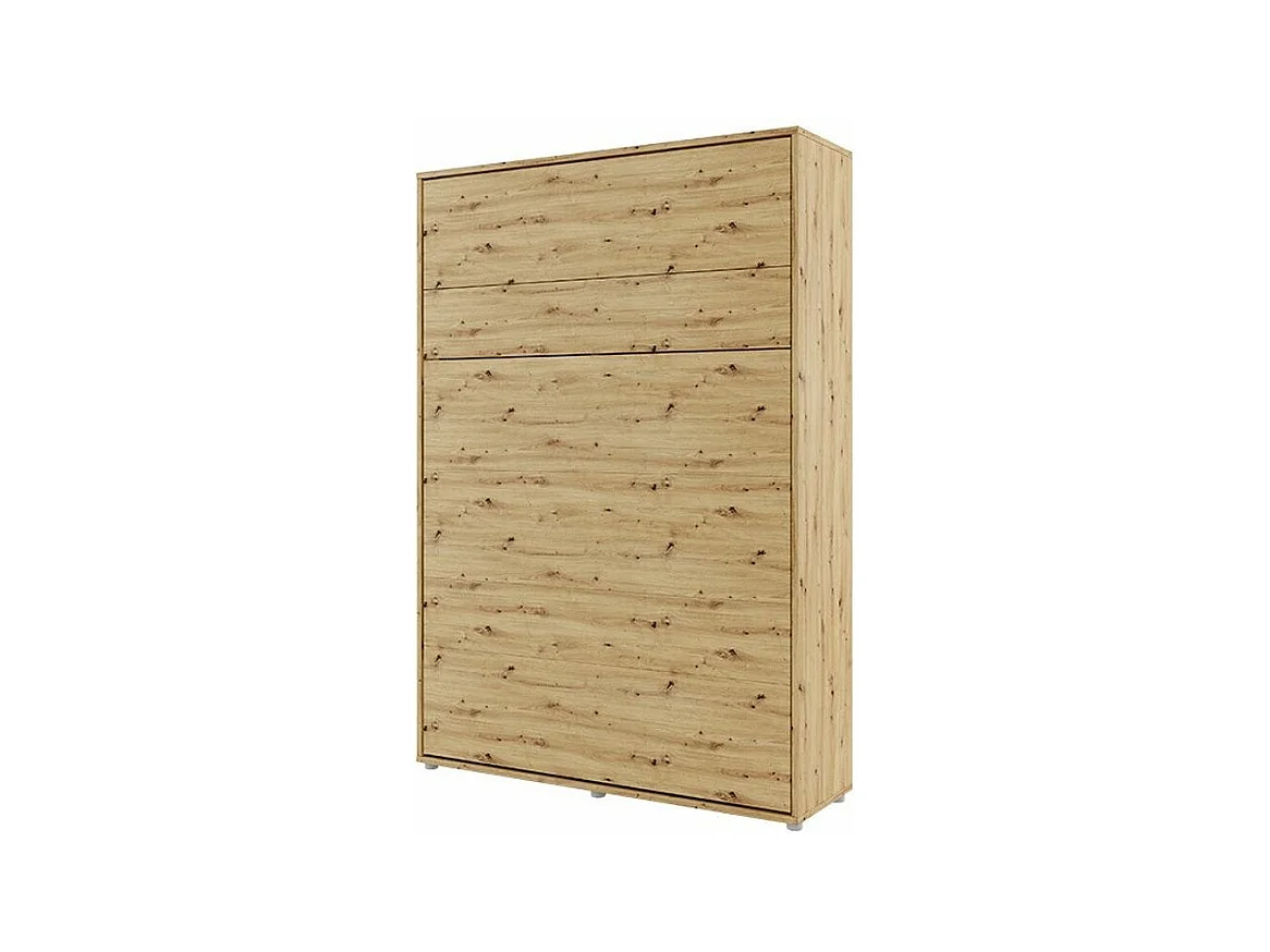 Lit escamotable vertical avec étagères chêne artisan Noby 180x200-Avec matelas-Avec Led et 2 veilleuses