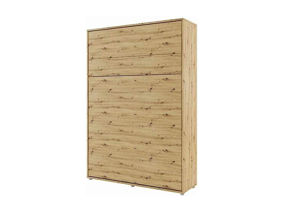 Lit escamotable vertical avec étagères chêne artisan Noby 180x200-Avec matelas-Avec Led et 2 veilleuses