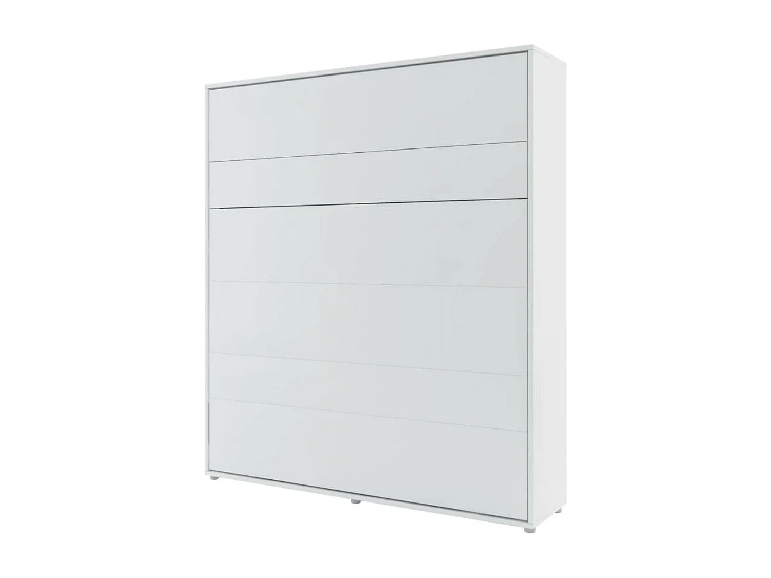Lit escamotable vertical avec étagères blanc mat Noby 160x200-Avec Led sans veilleuses