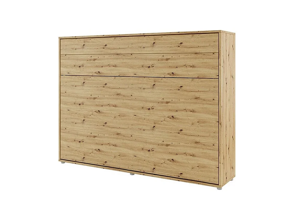 Lit escamotable horizontal avec étagères chêne artisan Noby 140x200-Avec Led et 2 veilleuses