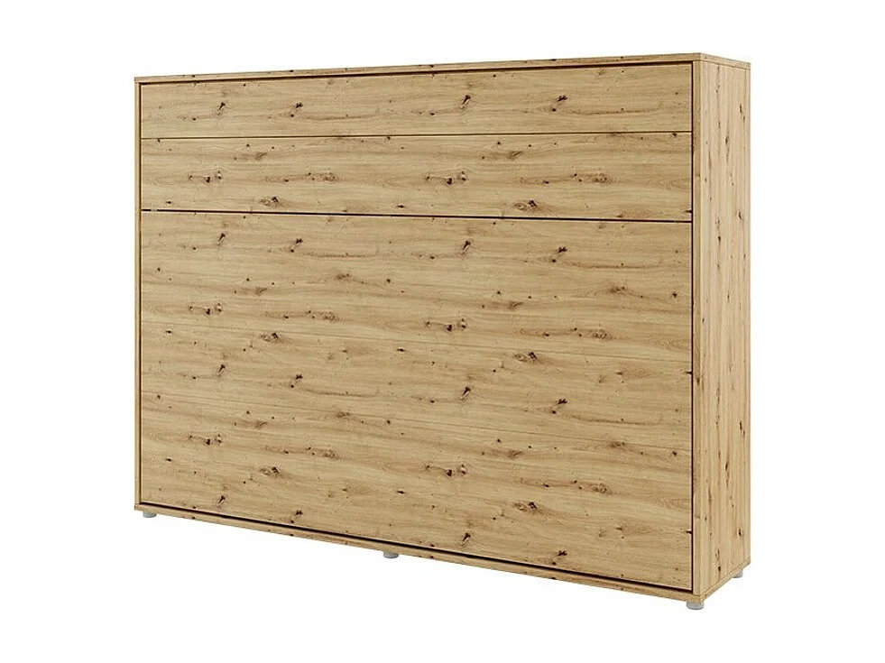 Lit escamotable horizontal avec étagères chêne artisan Noby 140x200-Avec Led et 2 veilleuses