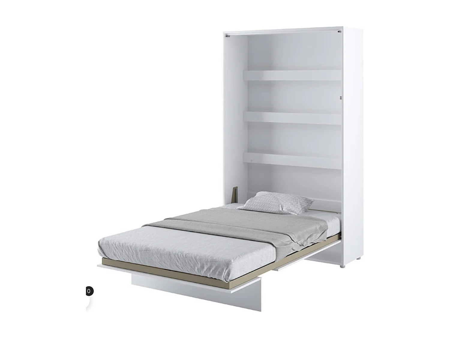 Lit escamotable vertical avec étagères blanc mat Noby 90x200-
