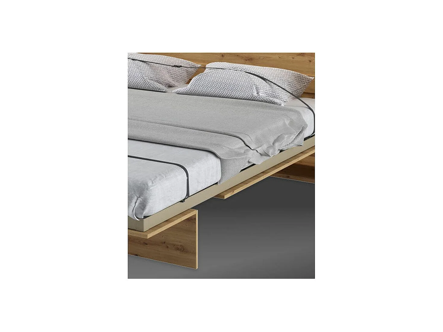 Lit escamotable vertical avec étagères blanc mat Noby 120x200-