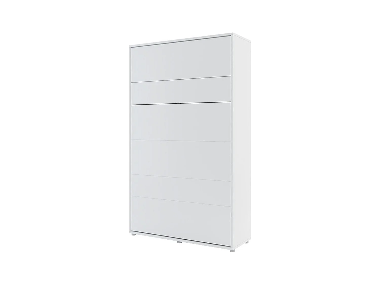 Lit escamotable vertical avec étagères blanc mat Noby 90x200-Avec matelas-Avec Led et 2 veilleuses