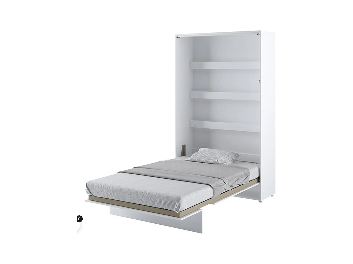 Lit escamotable vertical avec étagères blanc mat Noby 90x200-Avec matelas-Avec Led et 2 veilleuses