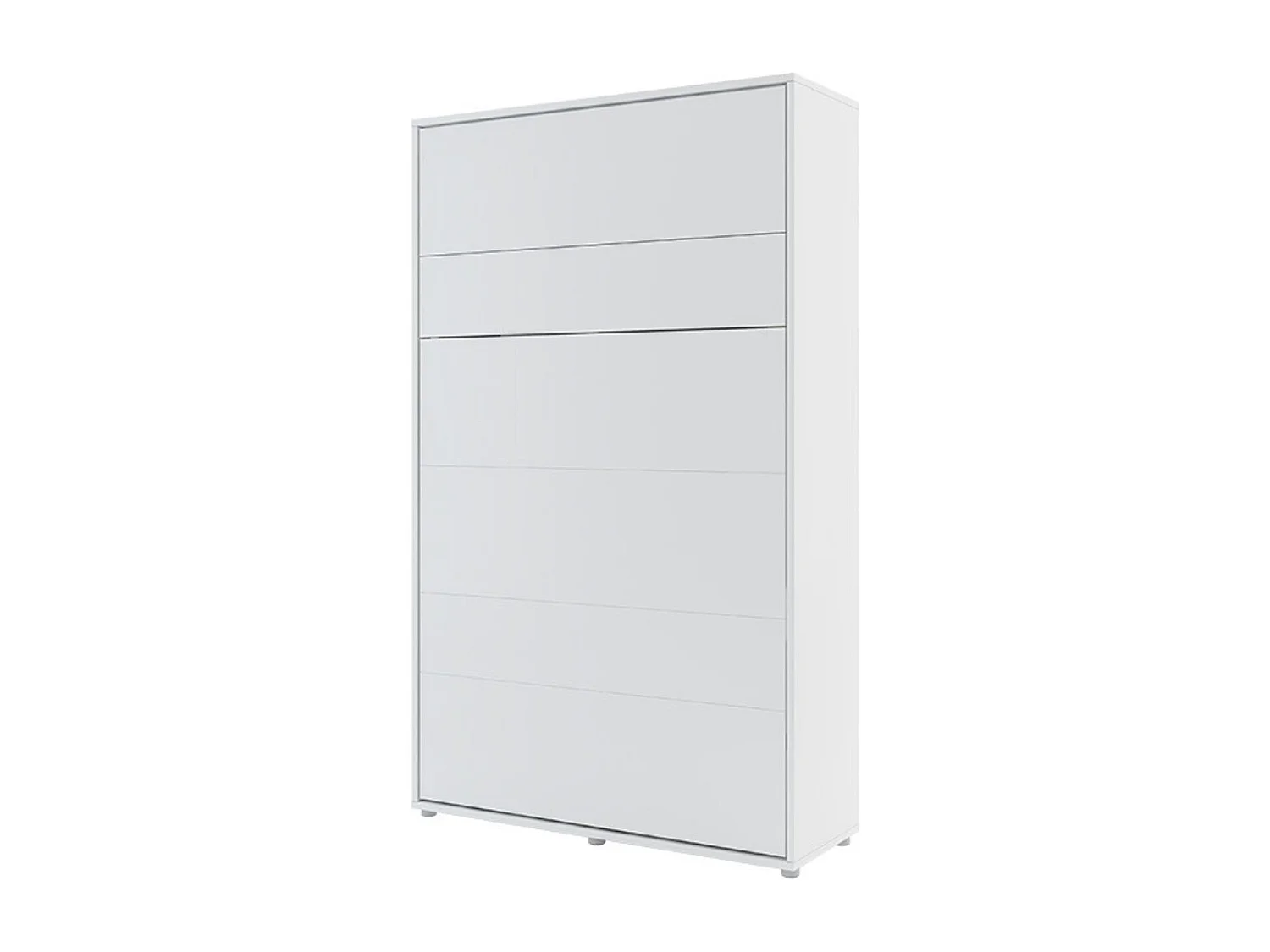 Lit escamotable vertical avec étagères blanc mat Noby 90x200-Avec matelas-Avec Led et 2 veilleuses