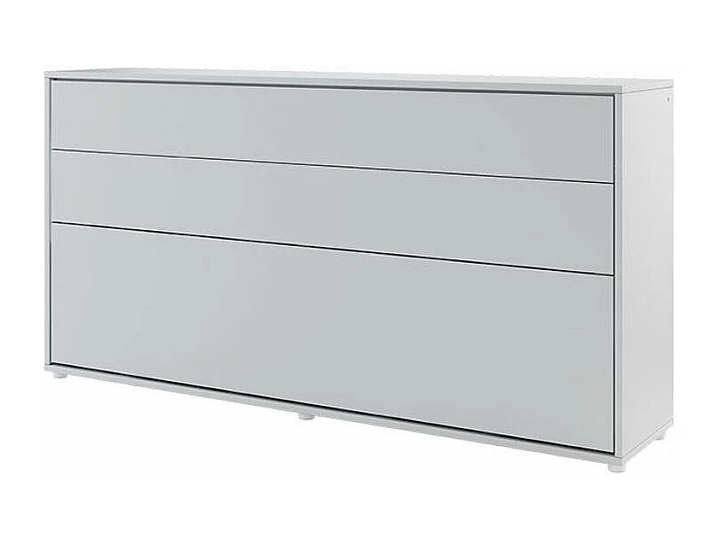 Lit escamotable horizontal avec étagères gris mat Noby 90x200-Avec Led et 1 veilleuse