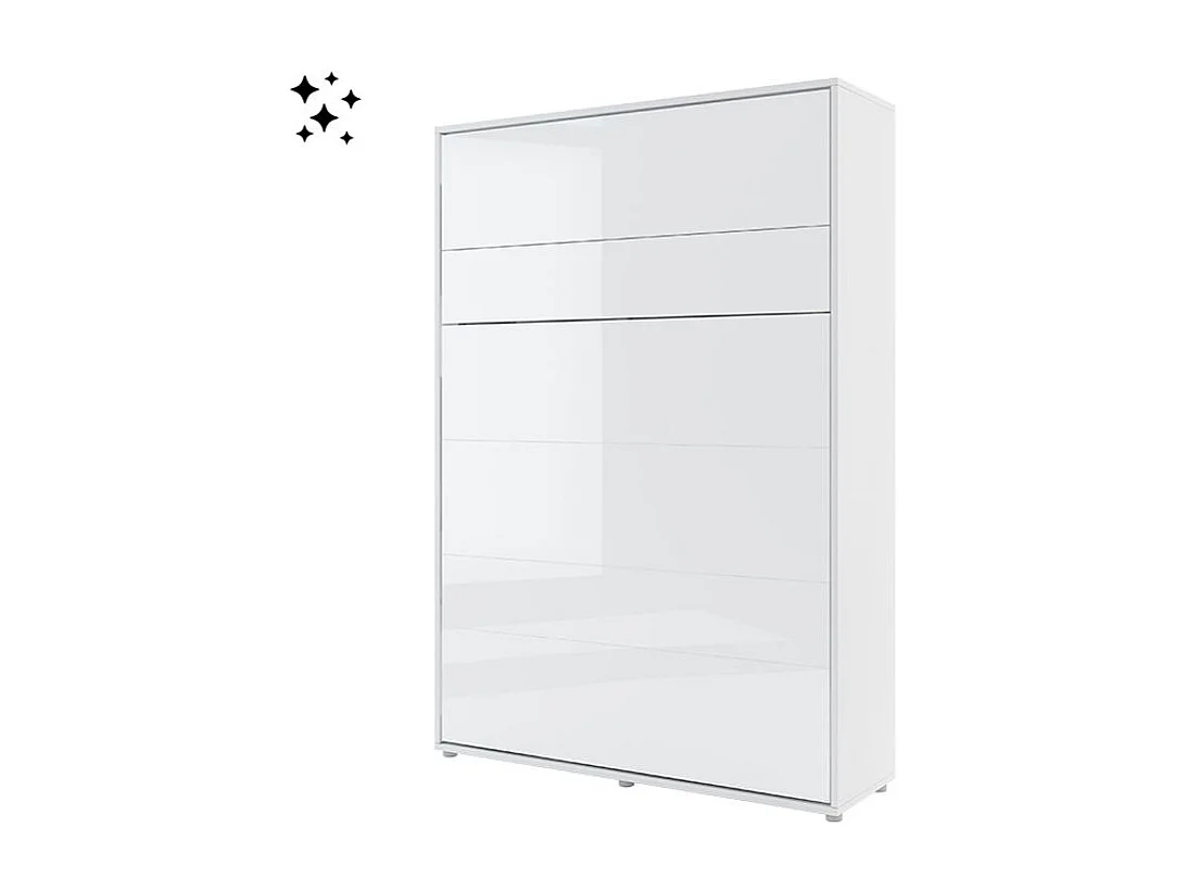 Lit escamotable vertical avec étagères blanc brillant Noby 180x200-