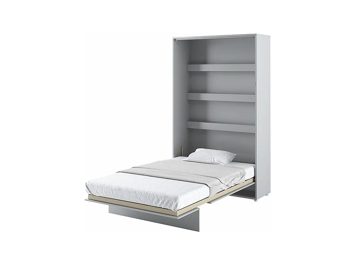 Lit escamotable vertical avec étagères gris mat Noby 90x200-