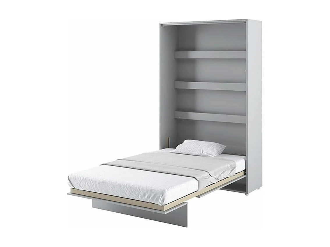 Lit escamotable vertical avec étagères gris mat Noby 90x200-