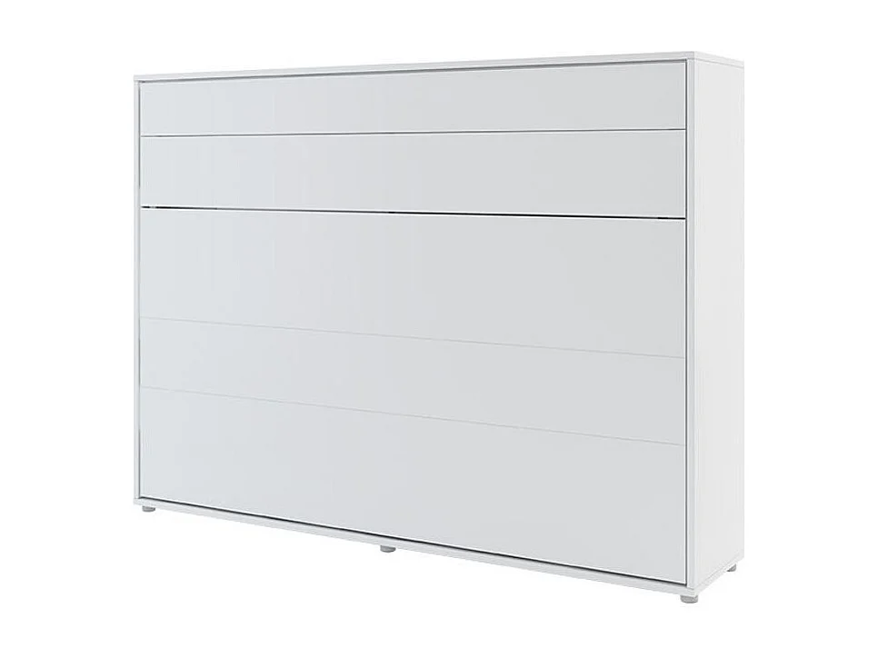 Lit escamotable horizontal avec étagères blanc mat Noby 140x200-