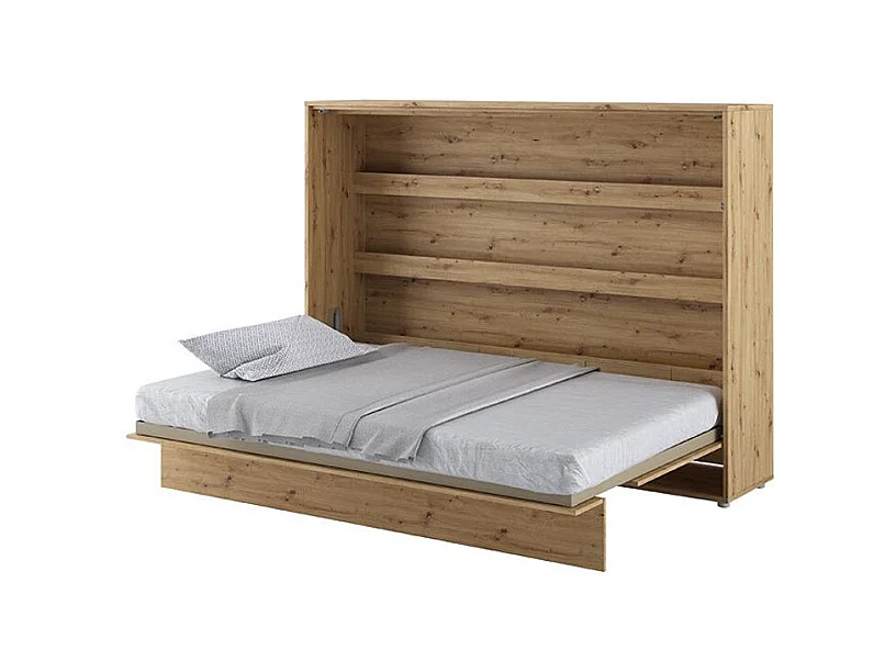 Lit escamotable horizontal avec étagères chêne artisan Noby 140x200-