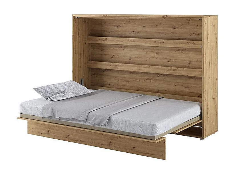 Lit escamotable horizontal avec étagères chêne artisan Noby 140x200-