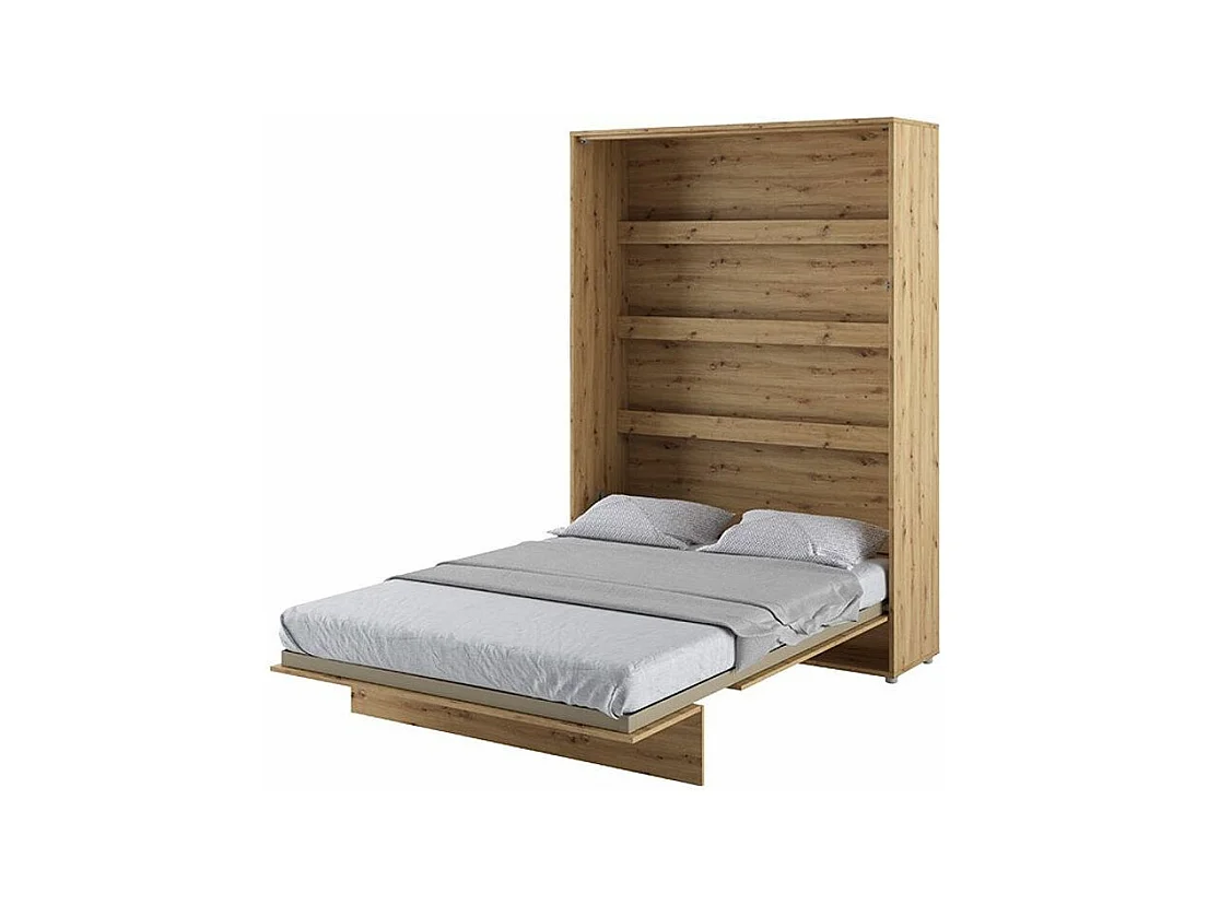 Lit escamotable vertical avec étagères chêne artisan Noby 120x200-