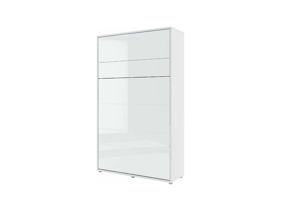 Lit escamotable vertical avec étagères blanc brillant Noby 90x200-Avec Led sans veilleuses