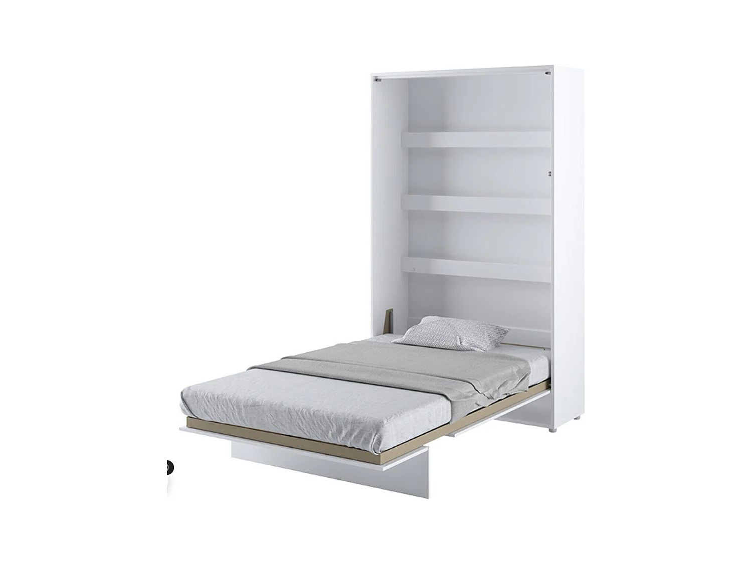 Lit escamotable vertical avec étagères blanc brillant Noby 90x200-Avec Led sans veilleuses