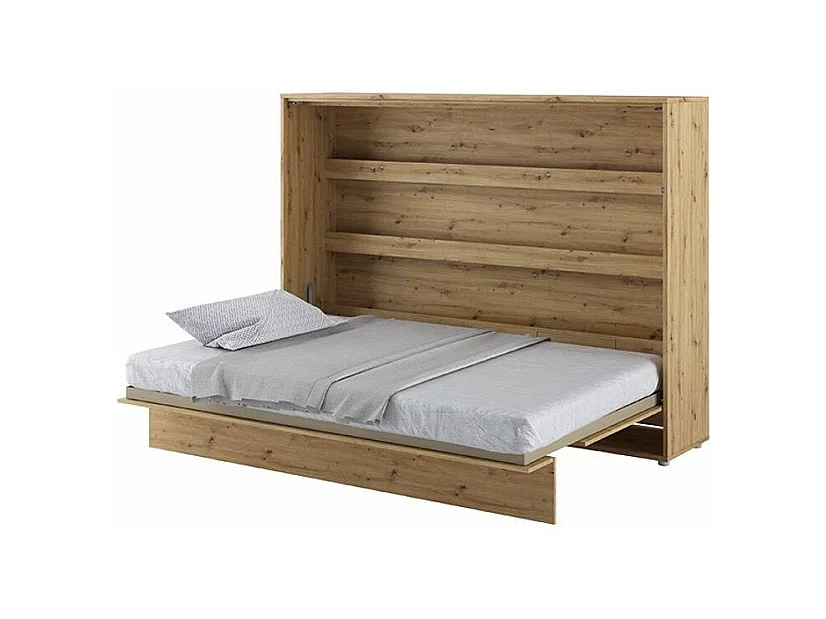 Lit escamotable horizontal avec étagères chêne artisan Noby 120x200-