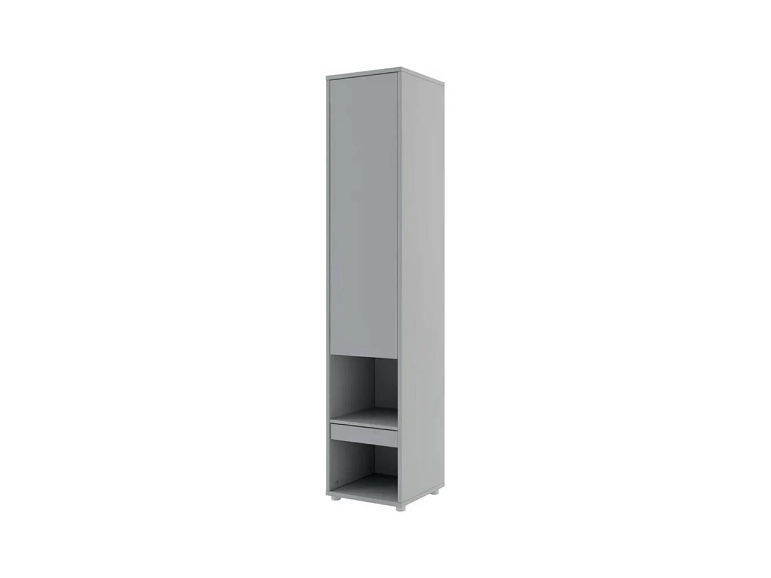 Lit escamotable vertical gris mat avec 2 armoires de rangement Noby-Avec Led-140x200