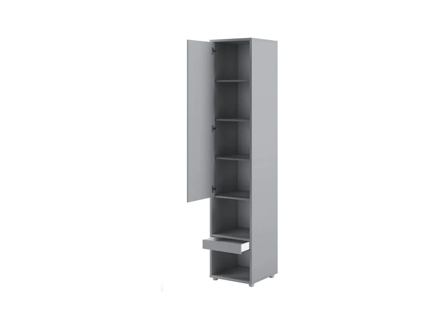 Lit escamotable vertical gris mat avec 2 armoires de rangement Noby-Avec Led-140x200
